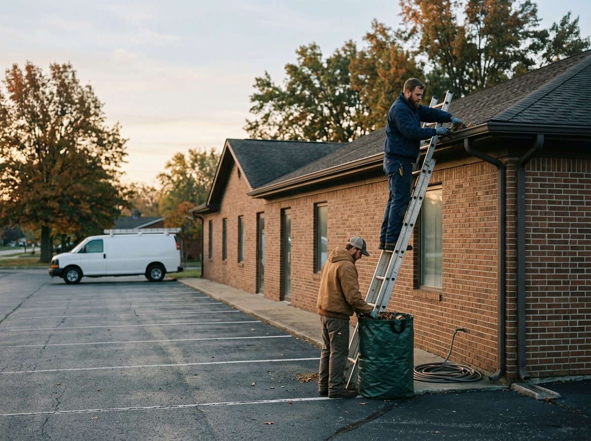 Commercial Gutter Cleaning on an Indianapolis-area home by Indianapolis Gutter Co.