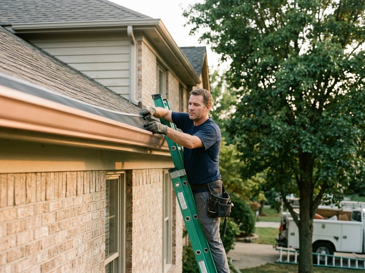 Micro-mesh gutter guard installed on a residential gutter