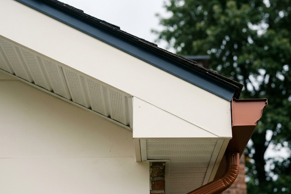 Fascia board repair behind a removed gutter section